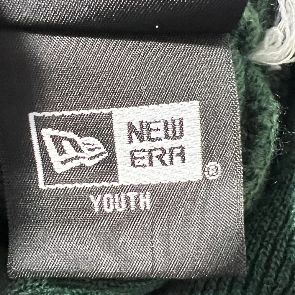 New Era Athletics‎ Kids knit Beanie Green/Yellow Pom Pom removable youth OS MLB